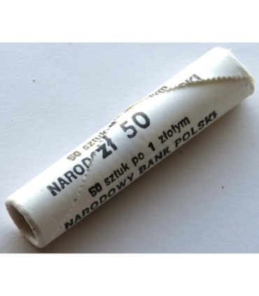 Rolka bankowa 50 szt. x 1 zł, 1990, mennicze