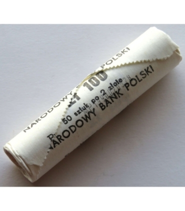Rolka bankowa 50 szt. x 2 zł, 1990, mennicze