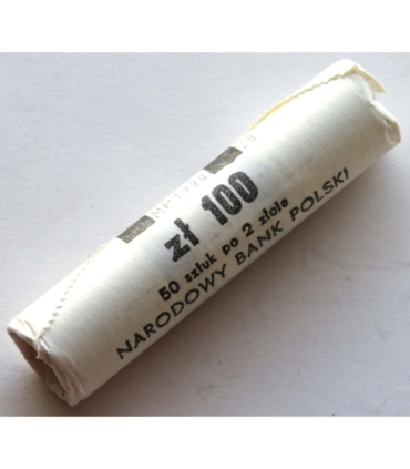 Rolka bankowa 50 szt. x 2 zł, 1990, mennicze