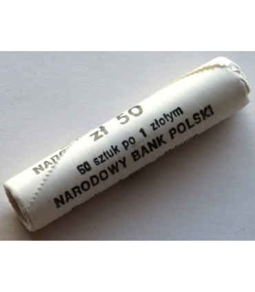 Rolka bankowa 50 szt. x 1 zł, 1990, mennicze
