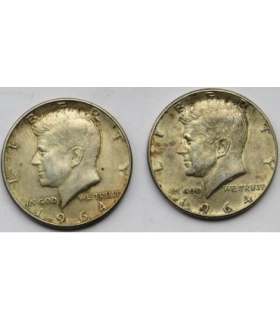 USA, 2 x 1/2 dolara half dollar Kennedy, stan 3+, 1964