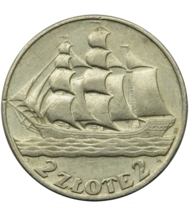 2 zł, Żaglowiec, 1936, stan 3+