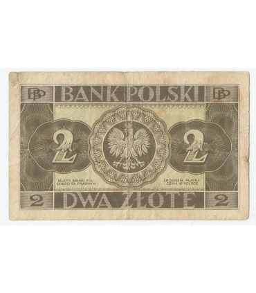 Banknot 2 zł, 1936r, stan 5, seria AI 9507030
