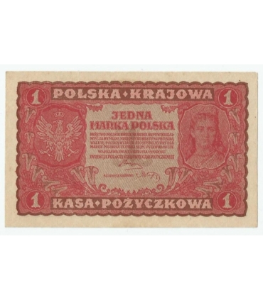 1 marka polska, PKKP, 1919, I serja EA 987336, stan 1-