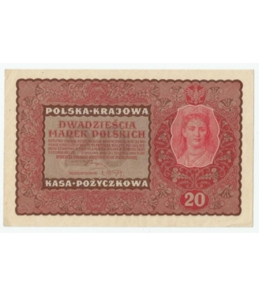 20 marek polskich (PKKP) 1919, stan 1-, II Serja FR 727,922,
