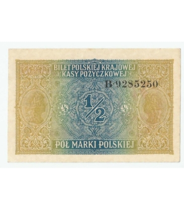 1/2 marki polskiej 1916, Generał, Seria B 92875250, stan 1-