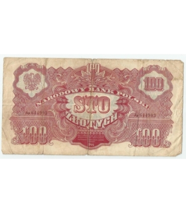 100 zł 1944, seria Ap 644903, stan 4, "obowiązkowe"