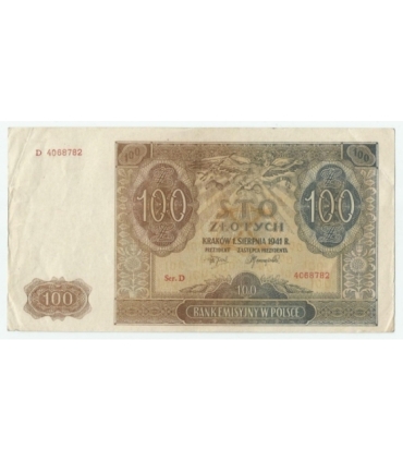 Banknot 100 złotych 1941 stan 2-, Ser. D 4068782