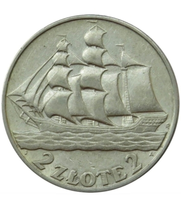 2 zł, Żaglowiec, 1936, stan 2-