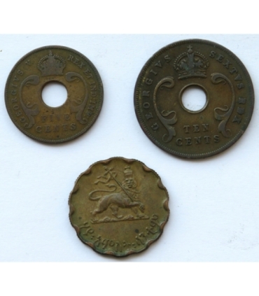 Afryka Wschodnia, Etiopia, zestaw monet 1935-1951 r.