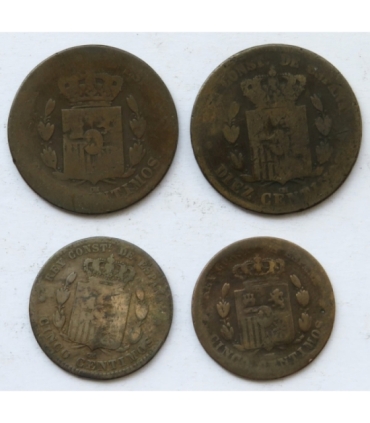 Hiszpania , zestaw 4 monety, 1877-1879