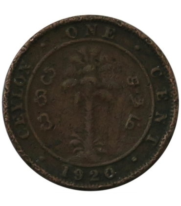 Cejlon, Jerzy IV, 1 cent 1920, stan 3-