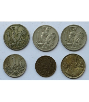 Czechosłowacja, słowacja, zestaw 6 sztuk, 1922-1948 r.