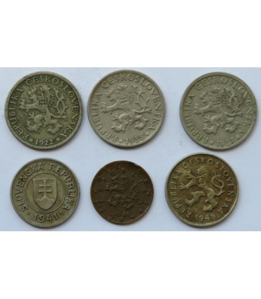 Czechosłowacja, słowacja, zestaw 6 sztuk, 1922-1948 r.
