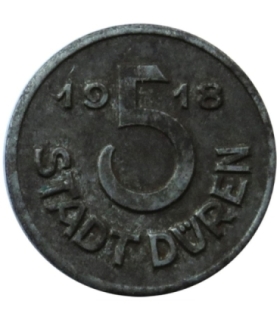 Niemcy, notgeld 5 fenigów, miasto Duren, 1918 r.