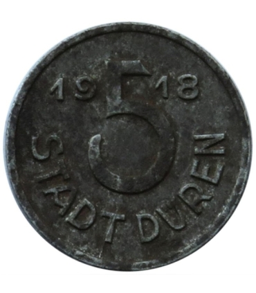 Niemcy, notgeld 5 fenigów, miasto Duren, 1918 r.