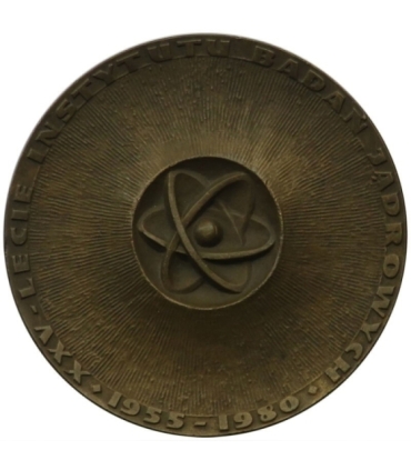 Medal, Maria Skłodowska Curie, 25-lecie Instytutu Badań Jądrowych, 1980, nakład 500 sztuk