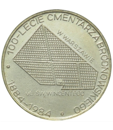Medal, 100-lecie cmentarza Bródnowskiego Warszawa, srebro