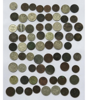 Niemcy, monety z przełomu XIX i XX wieku, zestaw 68 sztuk