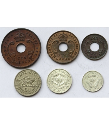 Afryka Brytyjska, monety z lat 1936-1952, również srebro