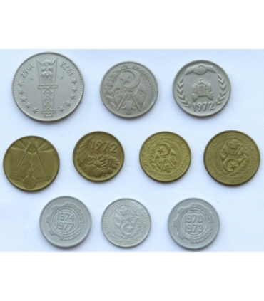 Algieria, monety z lat 1964-1977, 10 sztuk, ładne stany