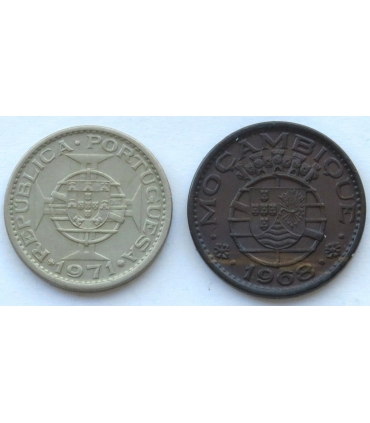 Mozambik Portugalski, 1 eskudo 1968 i 5 eskudo 1971, stany 2 i 2+