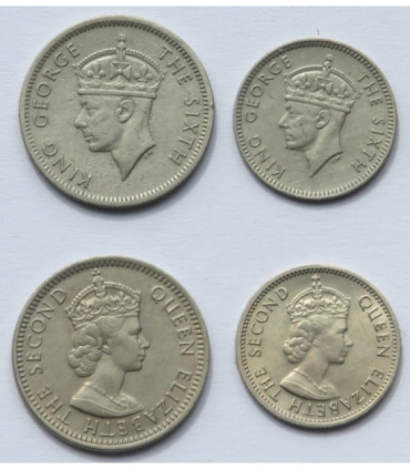 Malaje Brytyjskie i Borneo, 2 x 5 i 2 x 10 centów, 1948 i 1961 H