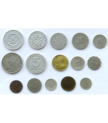 Kraje azjatyckie, zestaw 15 sztuk, 1951-1973, stany 1-/2-