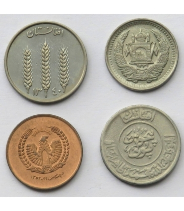 Afganistan, 4 monety z lat 1952-1973, stany 2+/3