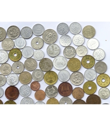 Monety Azja - Japonia, Chiny, Singapur i inne, zestaw 103 sztuki