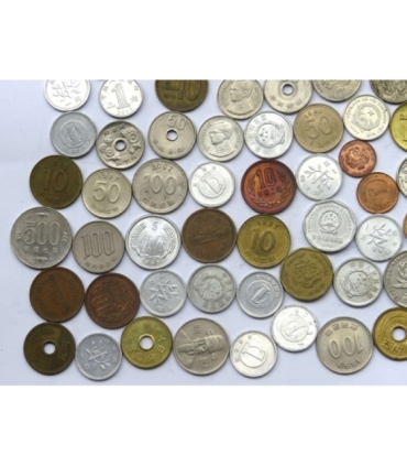 Monety Azja - Japonia, Chiny, Singapur i inne, zestaw 103 sztuki