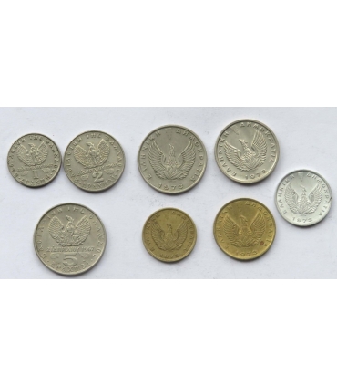 Grecja - okres Junty, 1-10 drahm i 10, 20 lepta, 1973 r.