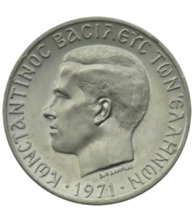 Grecja - Konstantyn II, 10 drahm 1971, okołomennicza, nakład 502.000