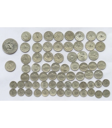 USA, centy i dolary 1965-2010, zestaw 69 monet, każda inna