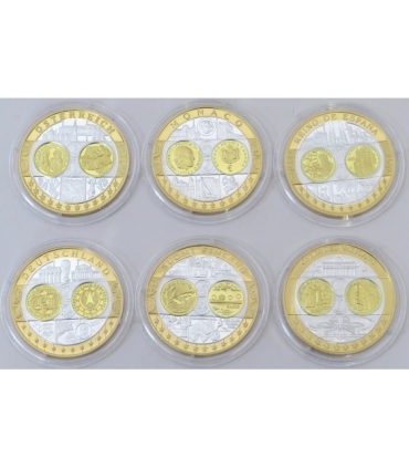 Zestaw 6 x Wspólna waluta Europy, Ag 999 + pudełko