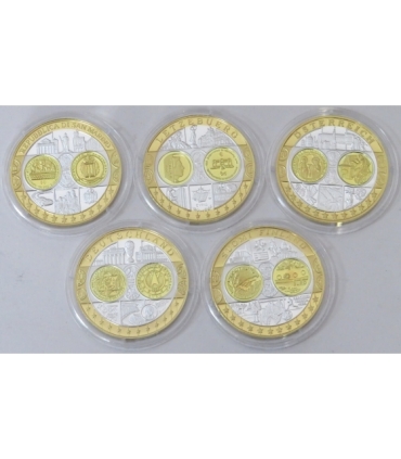 Zestaw 5 x Wspólna waluta Europy, Ag 999 + pudełko