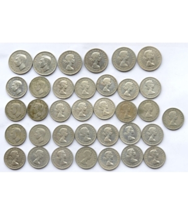 Wielka Brytania 1/2 korony, szylingi, pensy, zestaw 145 sztuk, 1948-1967