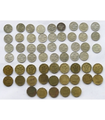 Wielka Brytania 1/2 korony, szylingi, pensy, zestaw 145 sztuk, 1948-1967