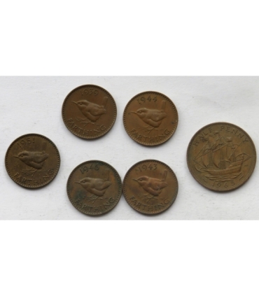 Wielka Brytania 1/2 korony, szylingi, pensy, zestaw 145 sztuk, 1948-1967