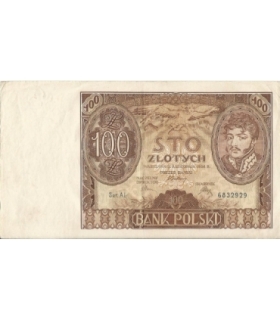 Banknot 100 zł 1934 rok, seria A.I. 6832929, stan 3+