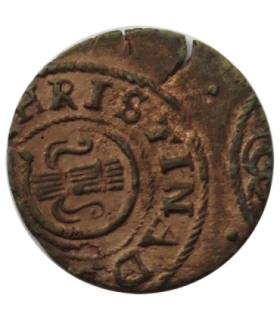 Liwonia Ryga Szwedzka okupacja, 1 solidus, 1660, przesunięty stempel