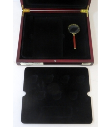 Kaseta na monety seria Najmniejsze Złote Monety Świata + lupa