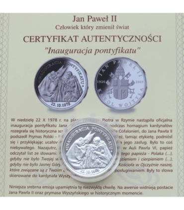 Polska, medal Jan Paweł II, Inauguracja pontyfikatu, 2008 r.
