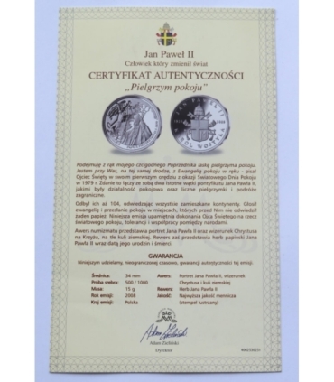 Polska, medal Jan Paweł Papież Pielgrzym, 2008