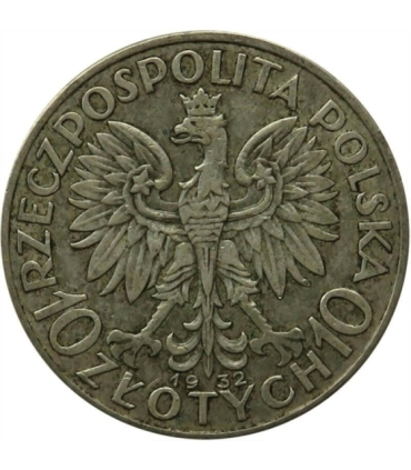 10 złotych, Głowa kobiety, 1932, stan 3