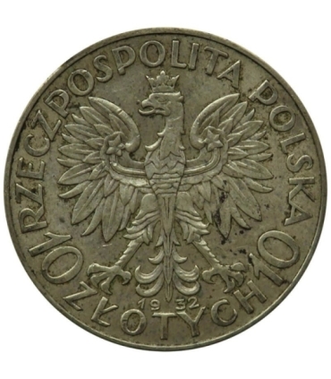 10 złotych, Głowa kobiety, 1932, stan 2-