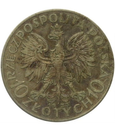 10 złotych, Głowa kobiety, 1933, stan 3