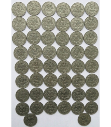 II RP, monety 50 groszy 1923, zestaw 50 sztuk
