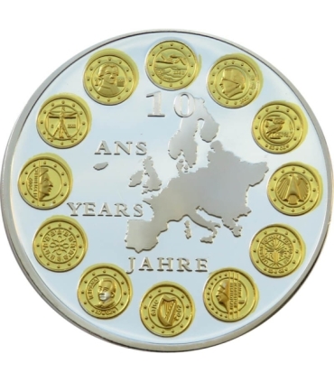 Medal okolicznościowy 10 lat waluty Euro, certyfikat