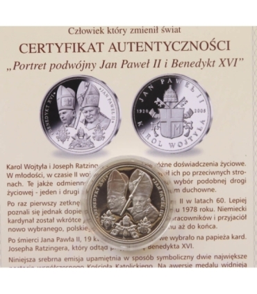 Polska, medal Jan Paweł II i Benedykt XVI, certyfikat